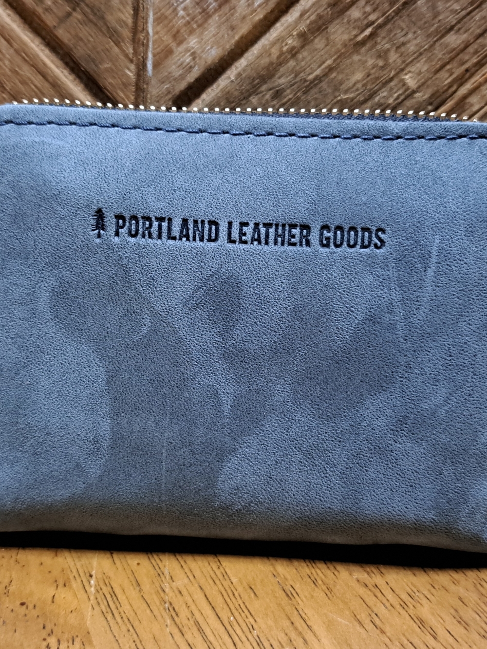 Portland Leather Goods Slate Gray Suede Zip Wallet